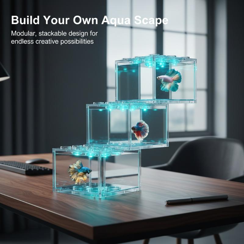 Home Decor Habitat - Stapelbares Mini-Aquarium aus Acryl, Tierbox für
