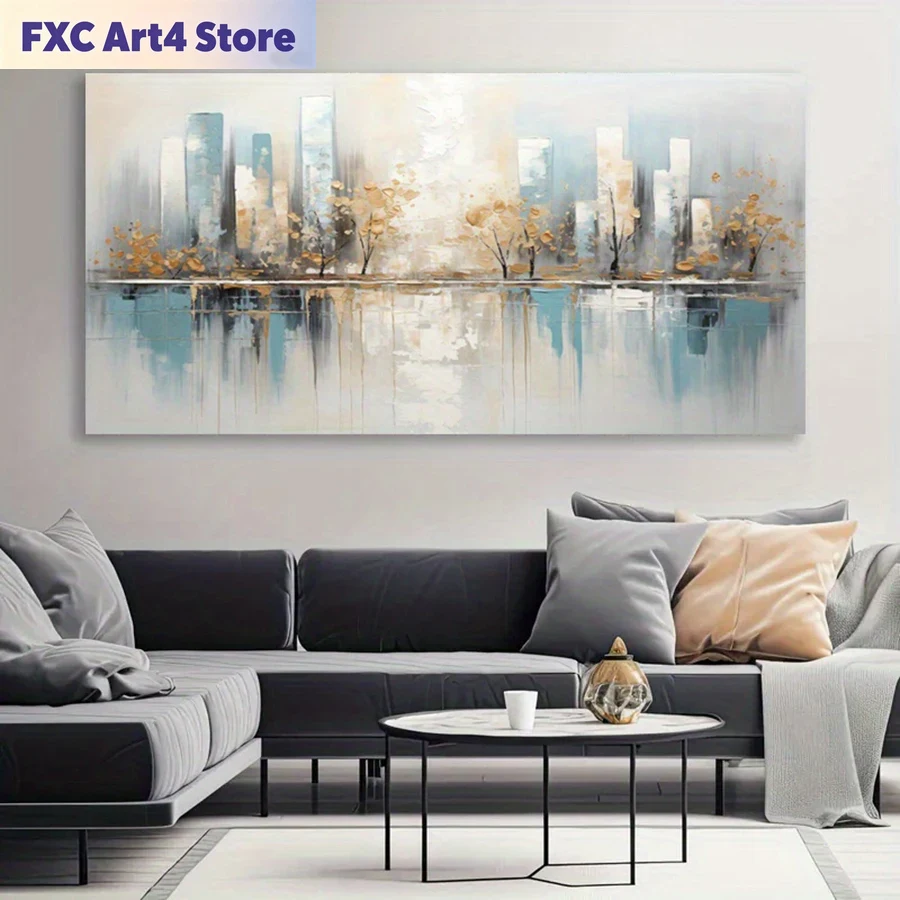 Home Decor Gold - Rahmenlose moderne abstrakte Leinwandkunst – rahmenloses