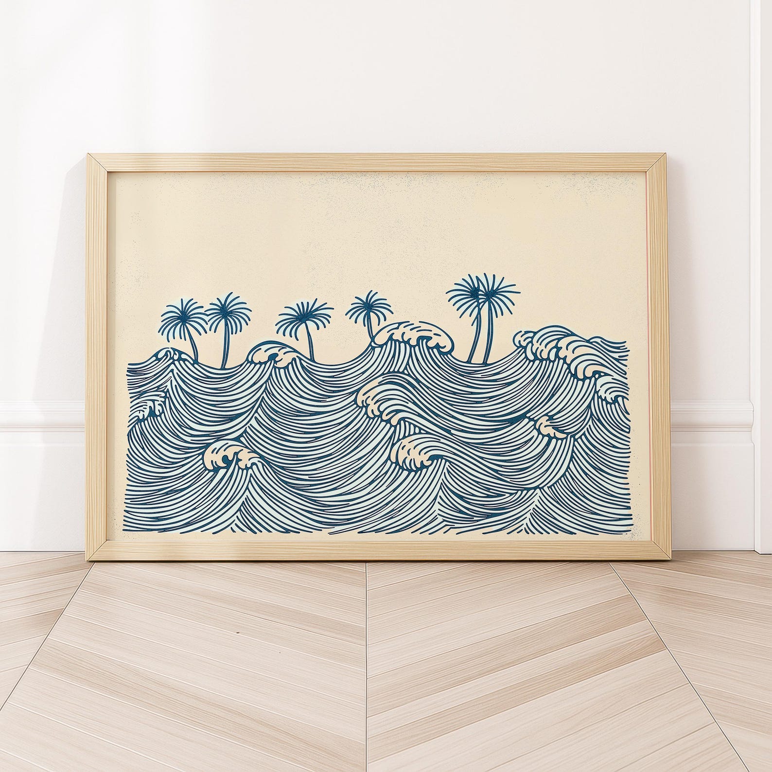 Home Decor Youtube - Modernes, minimalistisches Leinwand-Wandkunst-Poster mit Meereswellen-Motiv –