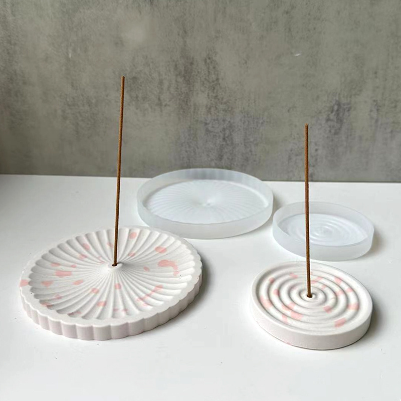 Home Decor Manufacturers - 1 Silikon-Räucherstäbchenhalter-Form, DIY Rundmuster-Räucherstäbchenständer, Zement-Gips-Form, Handwerk