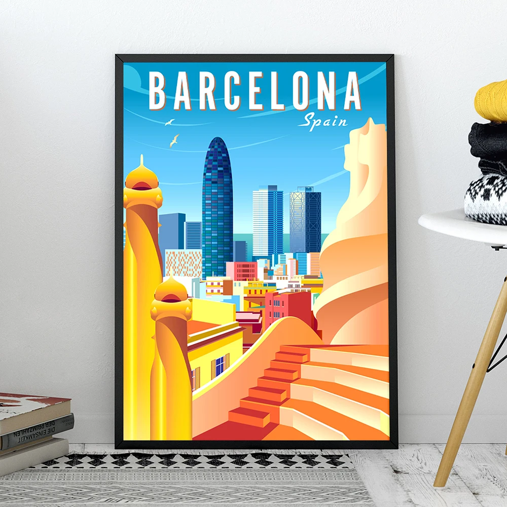 Home Decor Locations - Nordische Weltberühmte Reiseorten-Kunstposter Spanien Barcelona Madrid