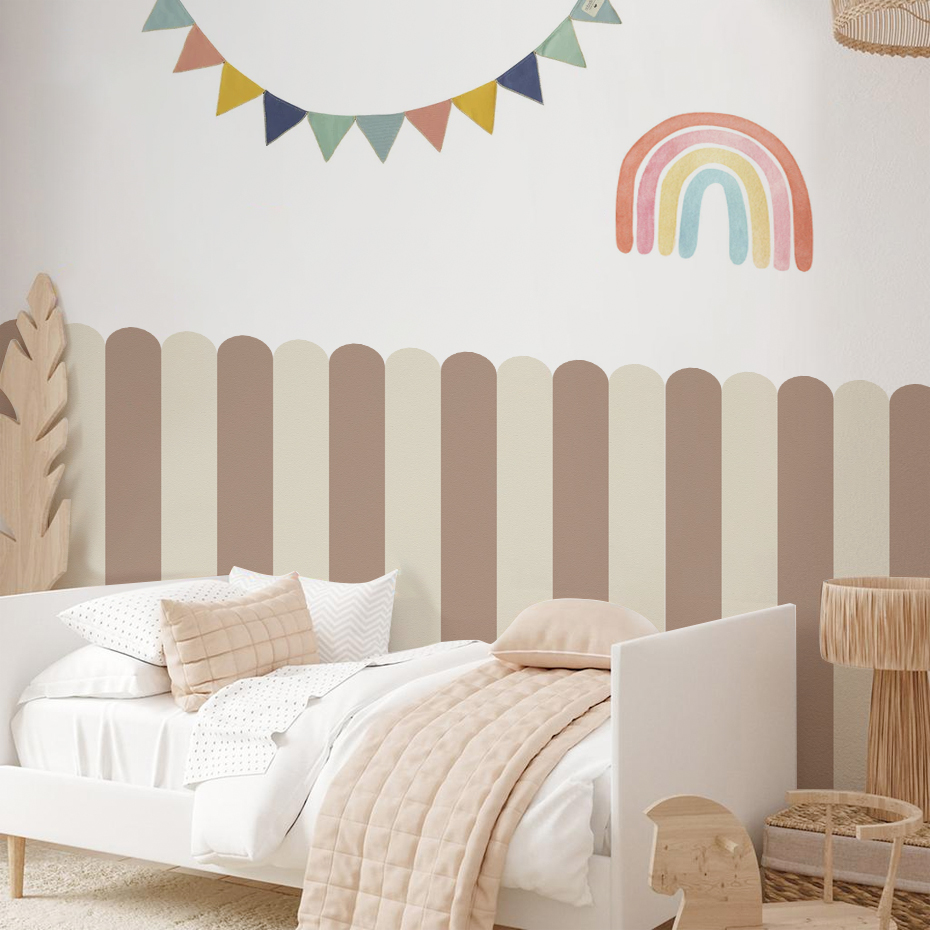 Home Decor Kit - Mehrfarbige vertikal gestreifte Bogen-Tapete für Kinderzimmer,
