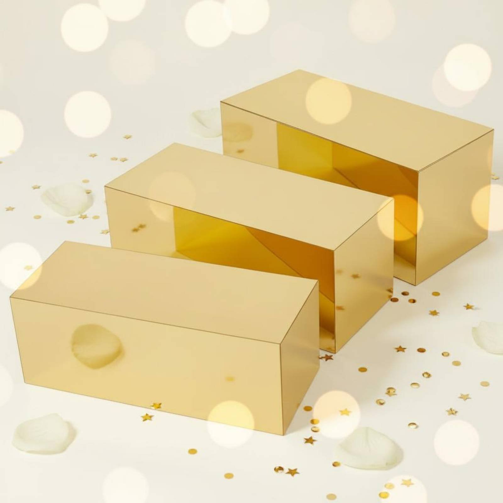 3-teiliges Gold-Acryl-Display- – Home Decor Gold Bewertung und Preis