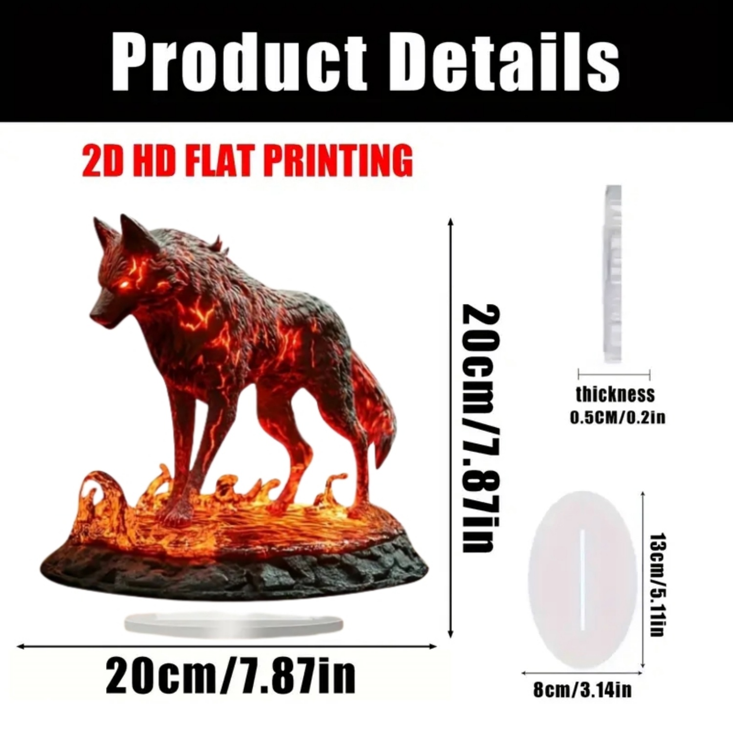 Flammen-Wolf-Statue, 2D-Flach- – Home Decor Kit Bewertung und Preis