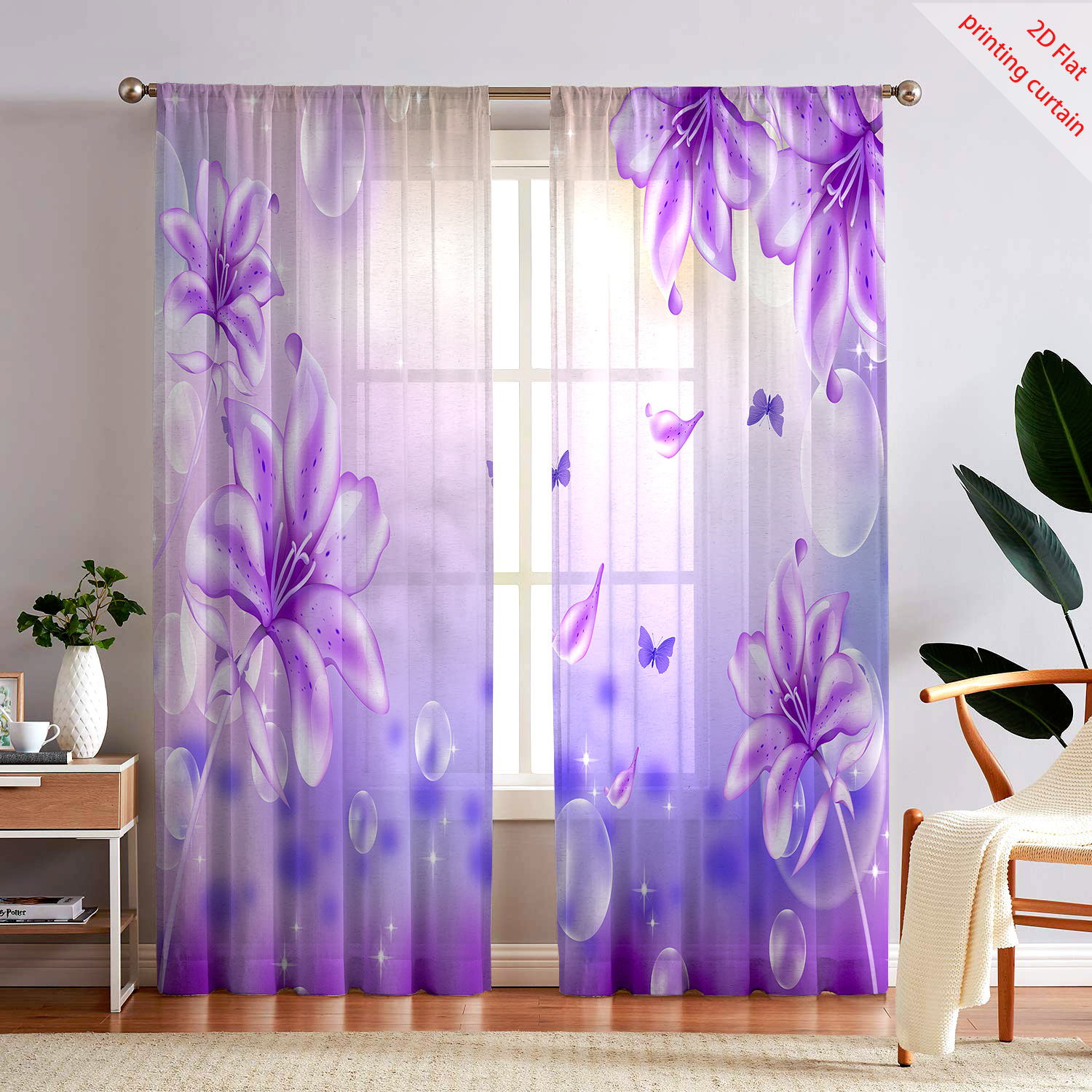 Lila Blumen Bedruckter Transpa – Home Decor Youtube Bewertung und Preis