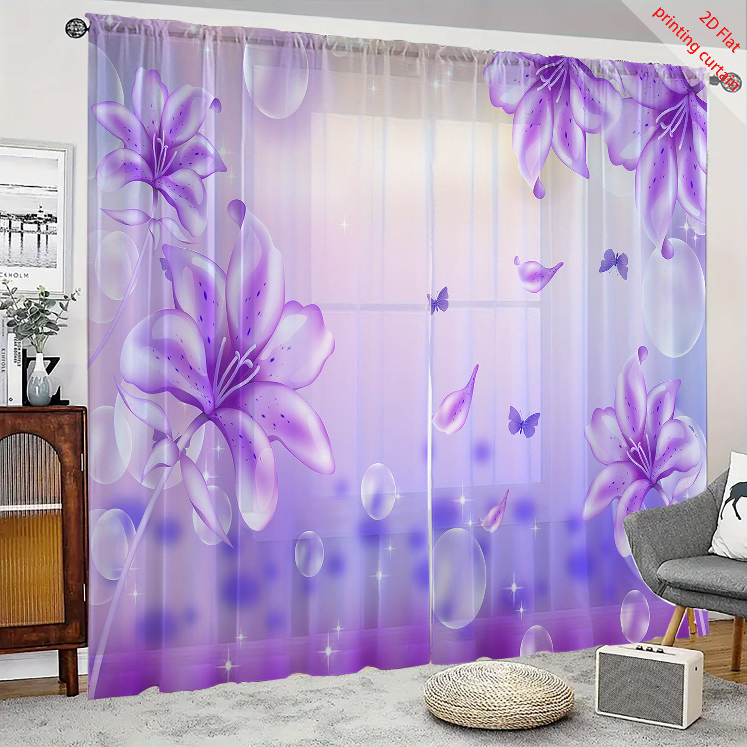 Lila Blumen Bedruckter Transpa – Home Decor Youtube Bewertung und Preis
