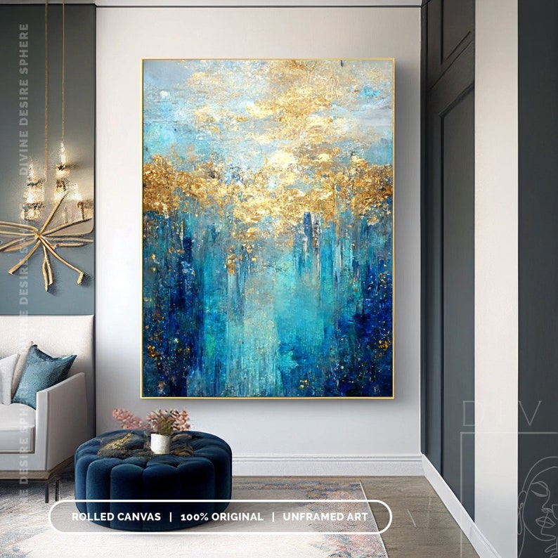 Großes modernes Goldfolien-Acr – Home Decor Gold Bewertung und Preis