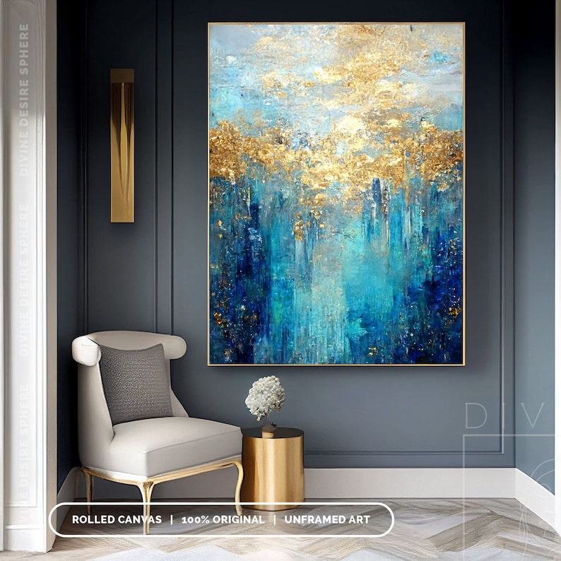 Großes modernes Goldfolien-Acr – Home Decor Gold Bewertung und Preis
