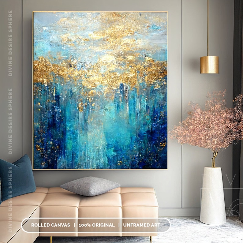 Großes modernes Goldfolien-Acr – Home Decor Gold Bewertung und Preis