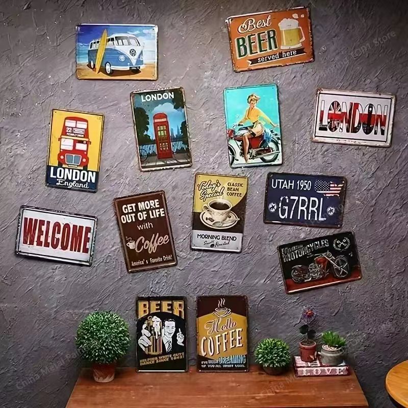Retro-Metallschild „Reise um d – Home Decor Canada Bewertung und Preis
