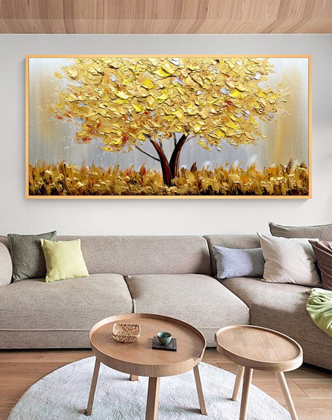 Blühender Goldbaum auf Leinwan – Home Decor Gold Bewertung und Preis