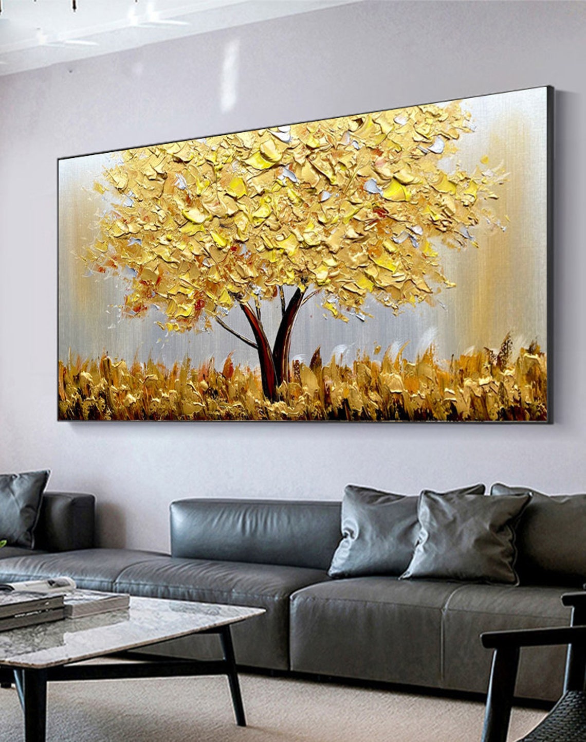 Blühender Goldbaum auf Leinwan – Home Decor Gold Bewertung und Preis