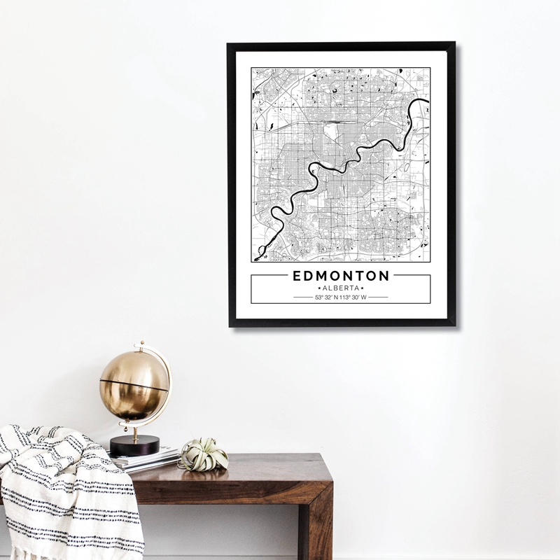 Edmonton Alberta Karte Schwarz – Home Decor Canada Bewertung und Preis