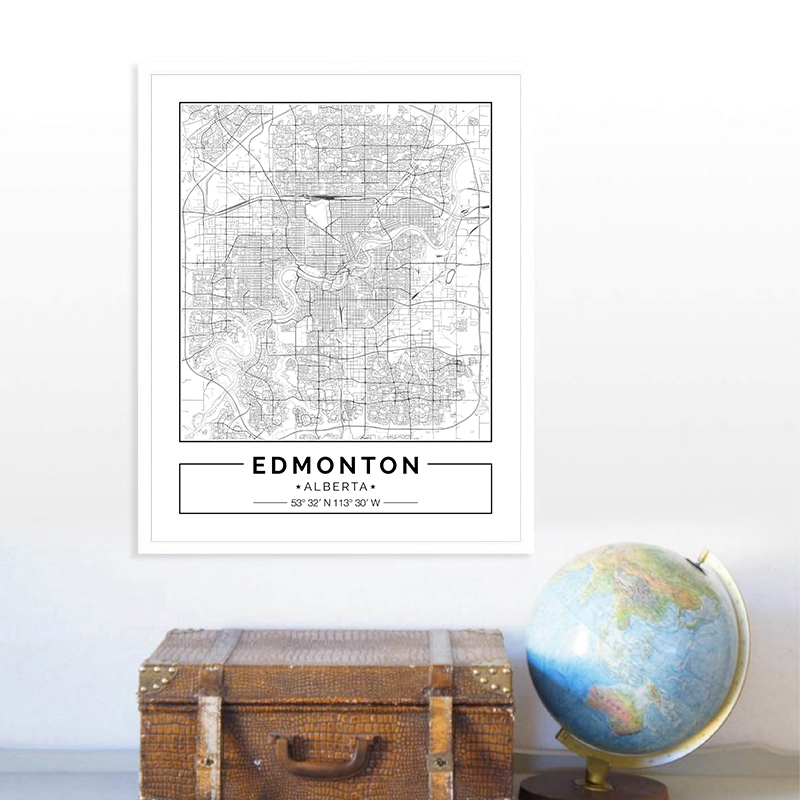 Edmonton Alberta Karte Schwarz – Home Decor Canada Bewertung und Preis